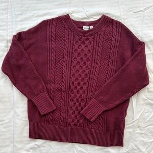 Gap Women's Burgundy Cable-Knit Sweater